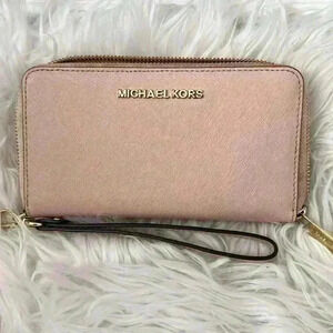 Michael Kors Jet Set Saffiano Leather Wristlet with strap